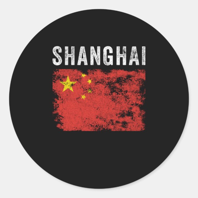 Shanghai China Flag Chinese Souvenir Classic Round Sticker (Front)