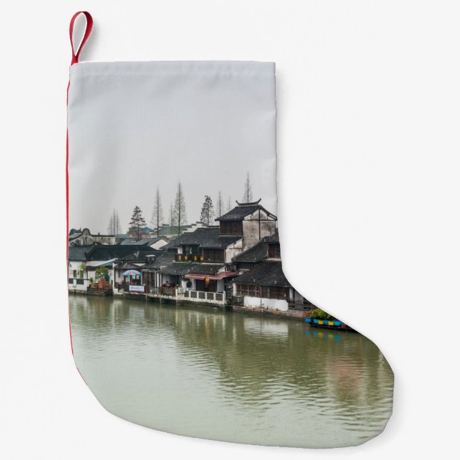 Shanghai, China, Mar 30, 2017, Wooden historic bui Small Christmas Stocking (Front)