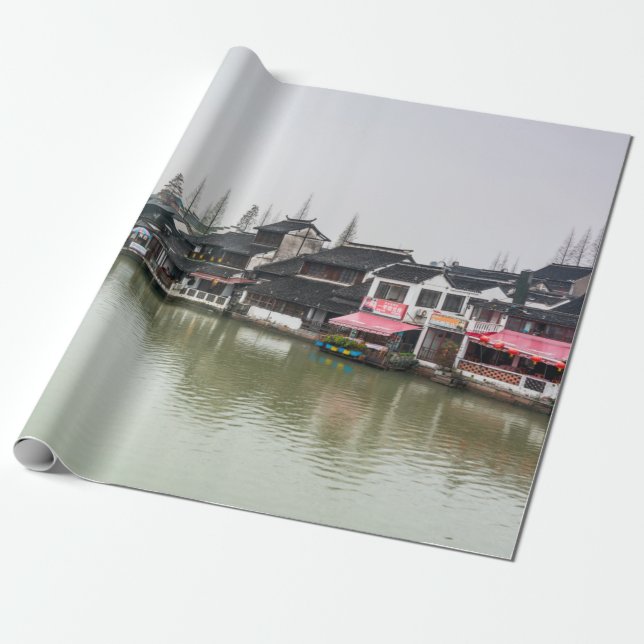 Shanghai, China, Mar 30, 2017, Wooden historic bui Wrapping Paper (Unrolled)