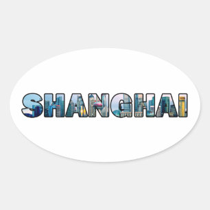 Shanghai China Oval Sticker