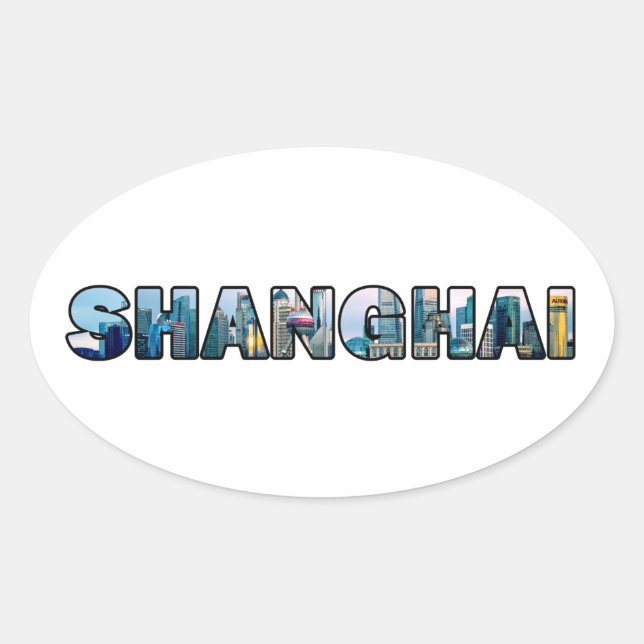 Shanghai China Oval Sticker (Front)