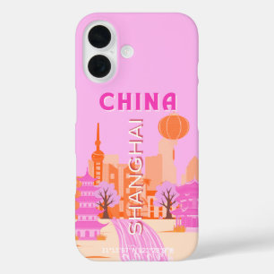 Shanghai China Pink Travel Art iPhone 16 Case