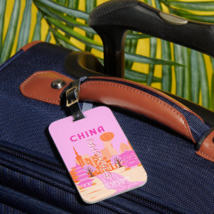 Shanghai China Pink Travel Art Luggage Tag