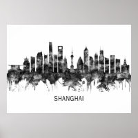 Shanghai China Skyline BW