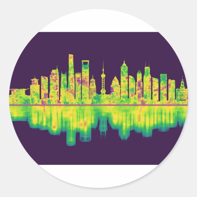 Shanghai China Skyline Classic Round Sticker (Front)