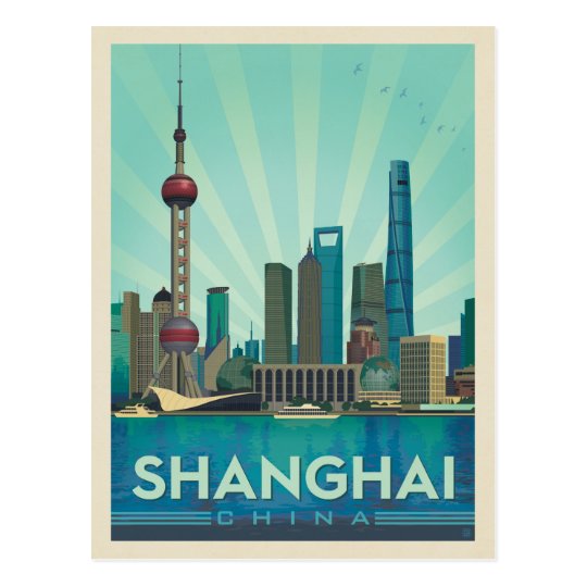 Shanghai, China Skyline Postcard Zazzle.co.uk