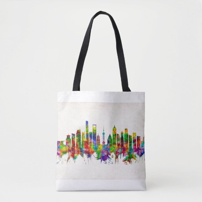 Shanghai China Skyline Tote Bag (Front)