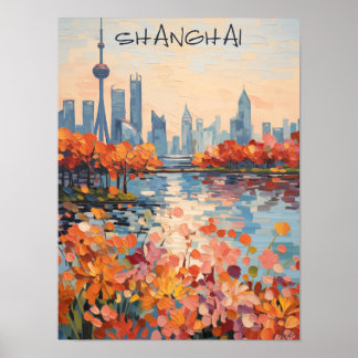 Shanghai China Travel City Painting Aesthetic Poster