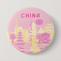 Shanghai China Travel Pink Poster
