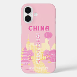 Shanghai China Travel Pink Poster iPhone 16 Case