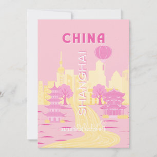 Shanghai China Travel Pink Poster Invitation