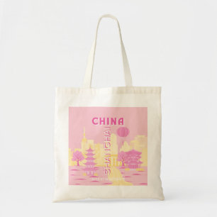 Shanghai China Travel Pink Poster Tote Bag