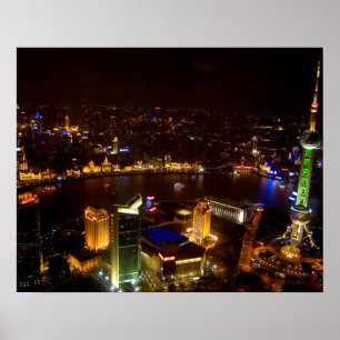 Shanghai China wonderful skyline with modern Poster