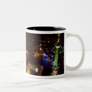 Shanghai China wonderful skyline with modern Two-Tone Coffee Mug