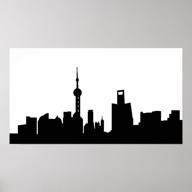 shanghai city skyline silhouette china poster (Front)