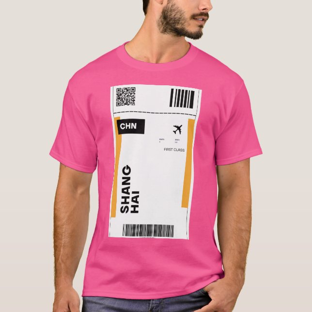 Shanghai Flight Ticket Design - Inspired Travel Ti T-Shirt (Front)