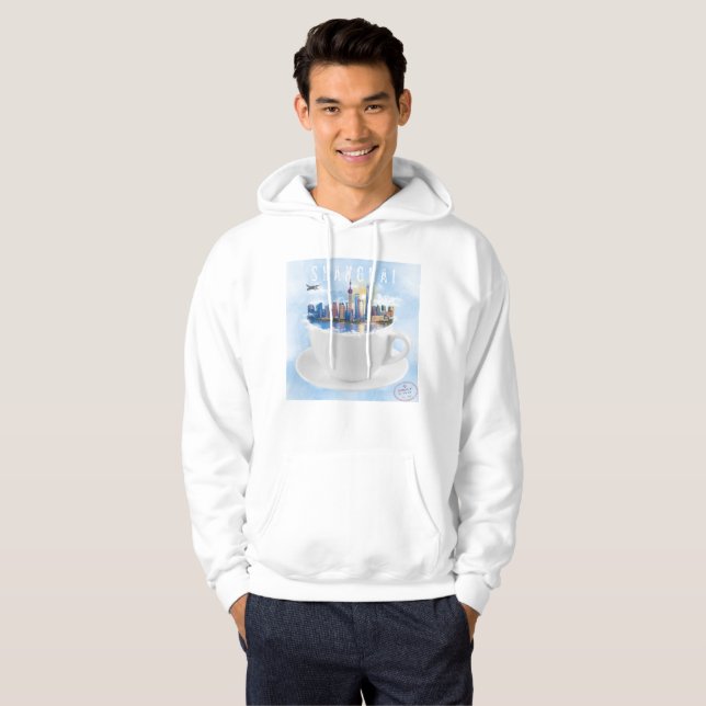 Shanghai in a Teacup – Futuristic Skyline Art Hoodie (Front Full)