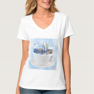 Shanghai in a Teacup – Futuristic Skyline Art T-Shirt