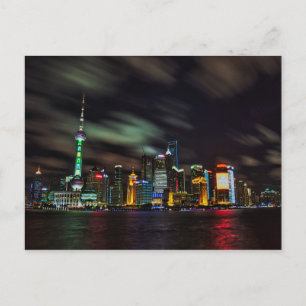 Shanghai Night Skyline Postcard