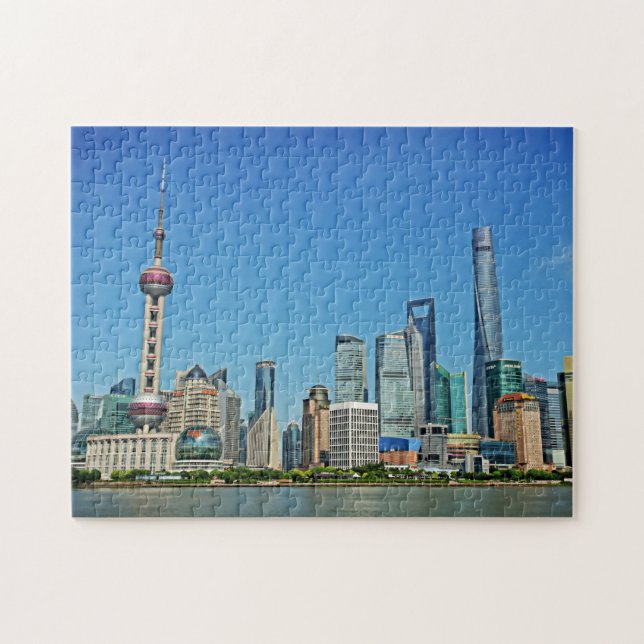Shanghai Skyline from the Bund - 11x14 - 252 pcs Jigsaw Puzzle (Horizontal)