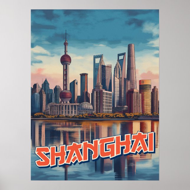 Shanghai Skyline Poster: Vibrant Cityscape  Poster (Front)
