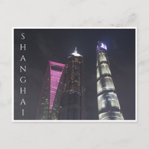 shanghai skyscraper night postcard