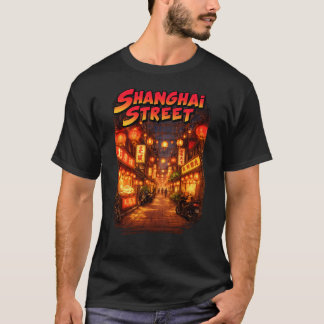 Shanghai Street Night Life Retro Travel T-Shirt