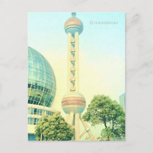 Shanghai vintage Oriental Pearl Tower travel Postcard