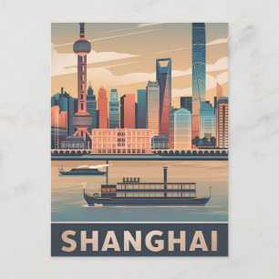 Shanghai vintage postcard