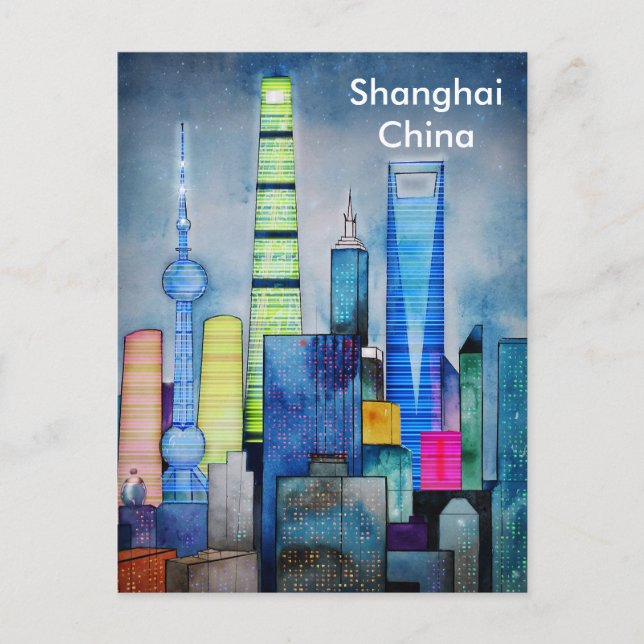 Shanghai Vintage Travel Tourism Ad Postcard (Front)