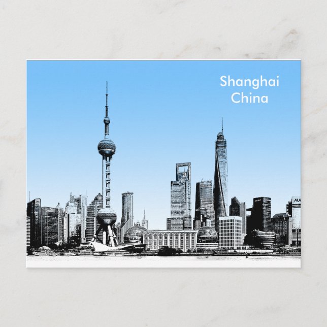 Shanghai Vintage Travel Tourism Ad Postcard (Front)