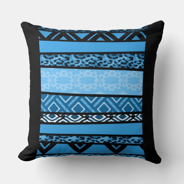Shango Blue Tribal Design Cushion (Front)