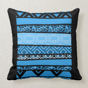 Shango Blue Tribal Design Cushion