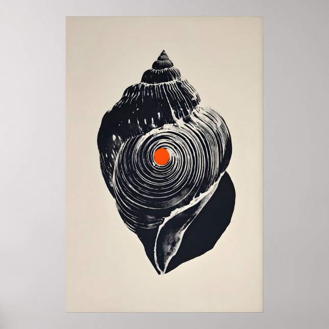 Shankha Art Print, Minimalist Conch Shell (Beige Poster (Front)
