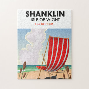 Shanklin Beach isle of wight travel poster. Jigsaw Puzzle