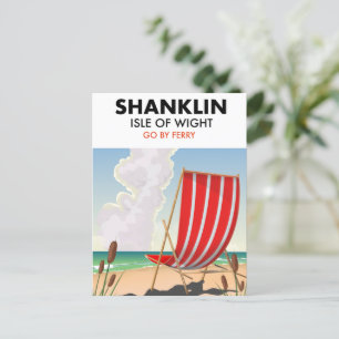 Shanklin Beach isle of wight travel poster. Postcard