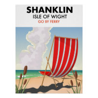 Shanklin Beach isle of wight travel poster.