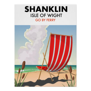 Shanklin Beach isle of wight travel poster. Poster