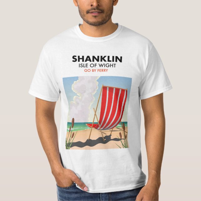 Shanklin Beach isle of wight travel poster. T-Shirt (Front)