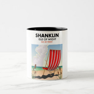 Shanklin Beach isle of wight travel poster. Two-Tone Coffee Mug