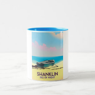 Shanklin, Isle of Wight vintage travel poster Two-Tone Coffee Mug