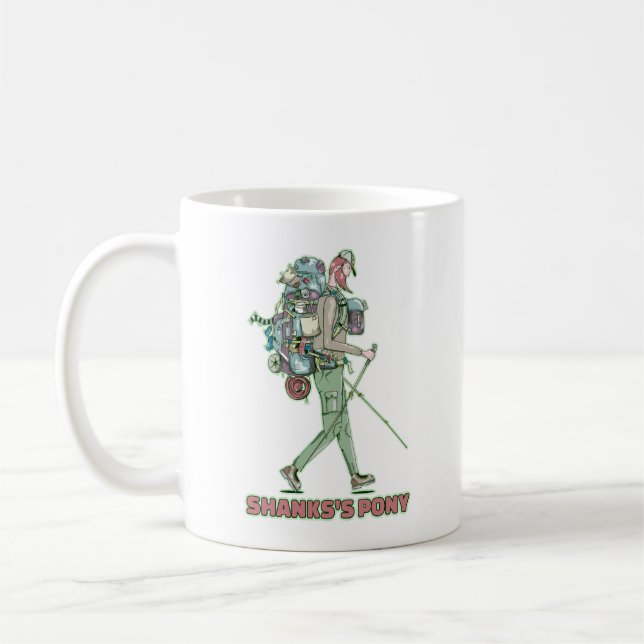 Shanks's pony funny hiker walking coffee mug (Left)