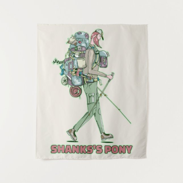 Shanks's pony funny hiker walking tapestry (Front)