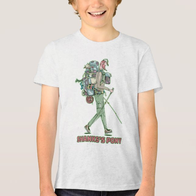 Shanks's pony funny hiker walking Tri-Blend shirt (Front)