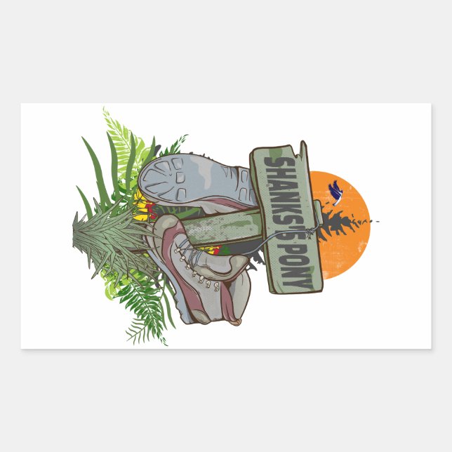 Shanks's pony old hiking boots rectangular sticker (Front)