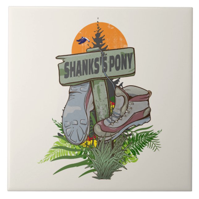 Shanks's pony old hiking boots tile (Front)