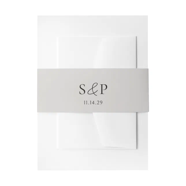 Shannon Grey Elegant Wedding Invitation Belly Band | Zazzle