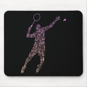 Shape Collage Silhouette Badminton Player Shirt Ba Mouse Mat