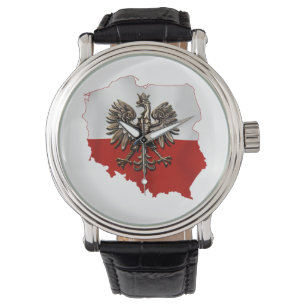 Shape of Poland with polish Flag colours and Watch