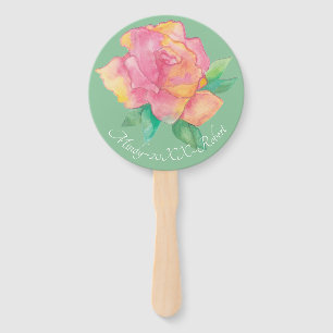Shape: Round Hand Fan "Pink Flower"